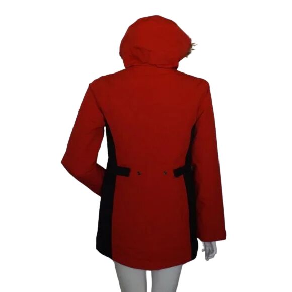 new SPYDER Coat, S, Crossover, Red/Black Furry trim hood, Zipper, Thumb holes - Picture 7 of 15